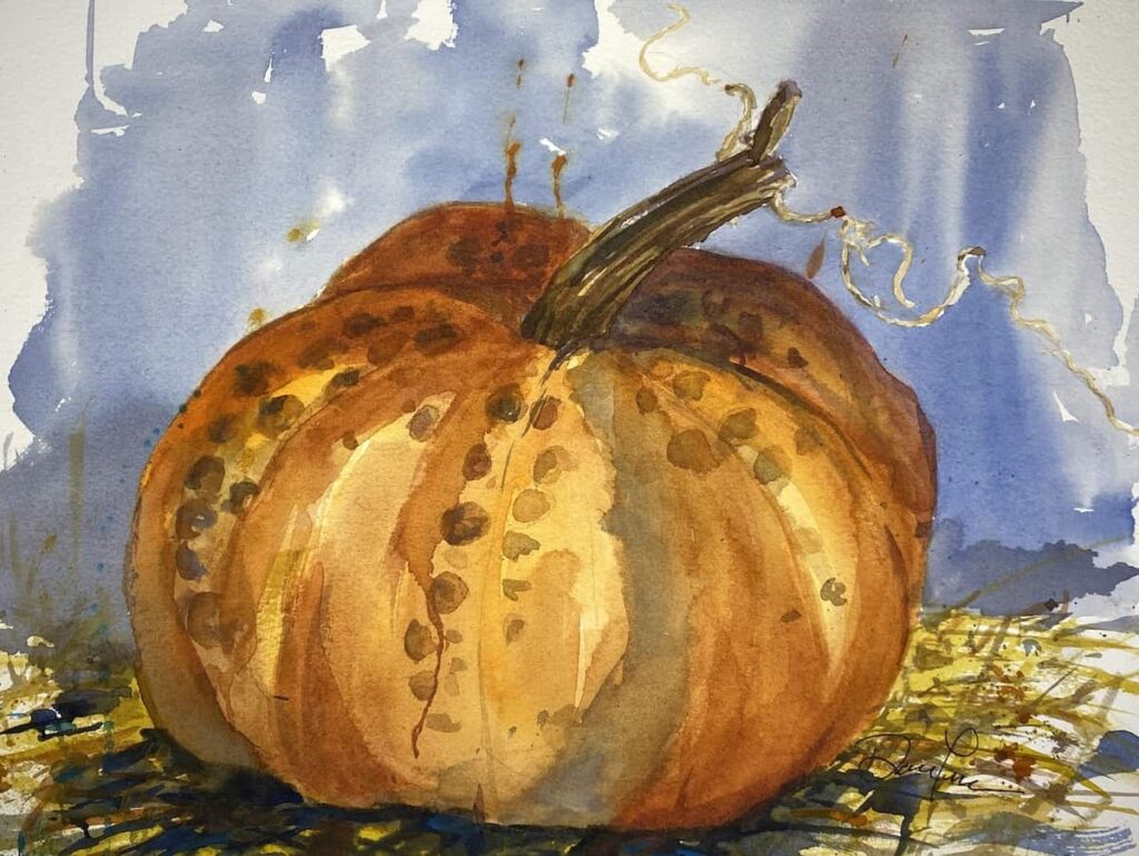 Pumpkin Patch Sold 14x11 Watercolor on paper