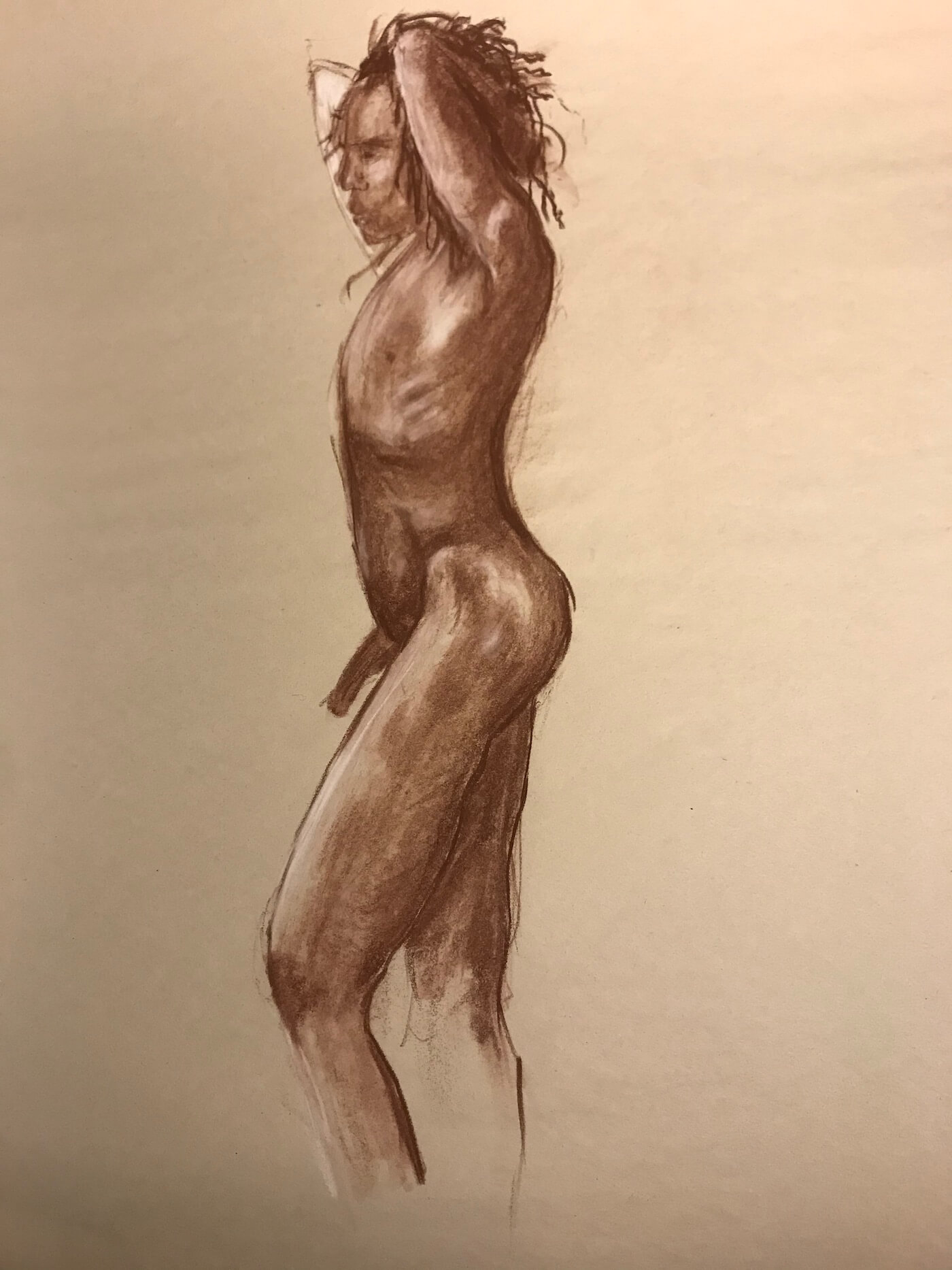 Drawing day: live model. Conte and graphite on paper .  9x11